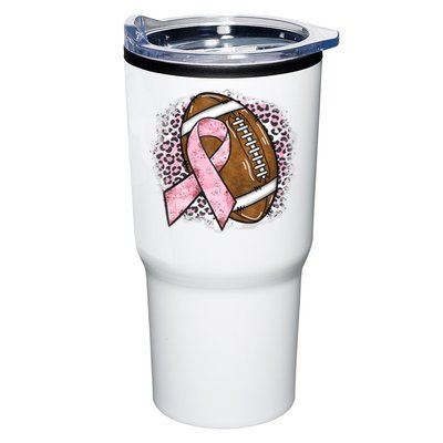 Football Breast Cancer Awareness Pink Ribbon Leopard Tumbler