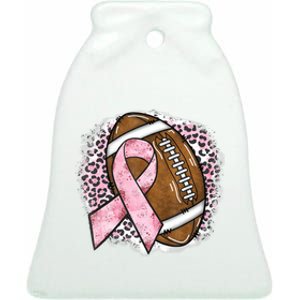 Football Breast Cancer Awareness Pink Ribbon Leopard Ceramic Bell Ornament