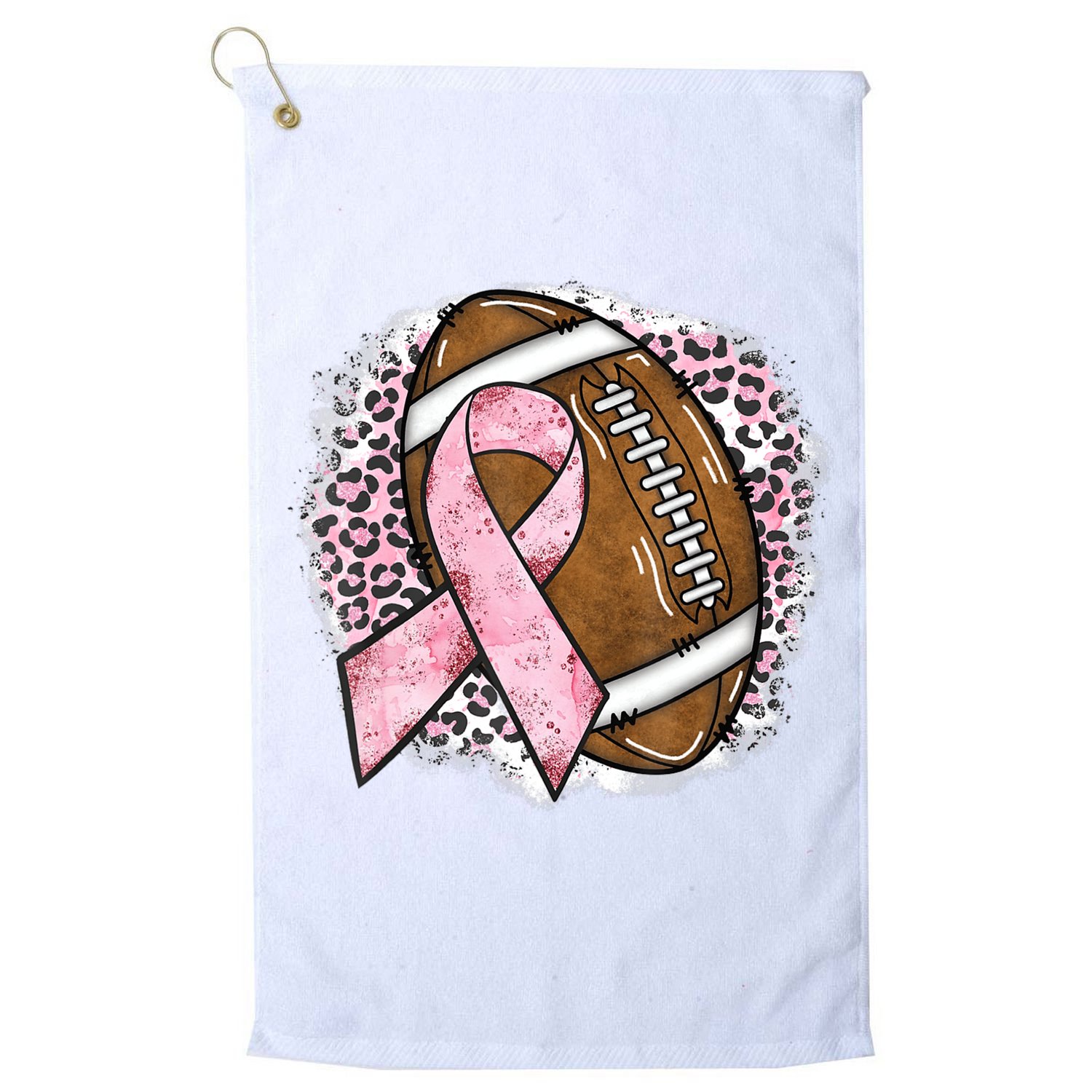 Football Breast Cancer Awareness Pink Ribbon Leopard Golf Towel