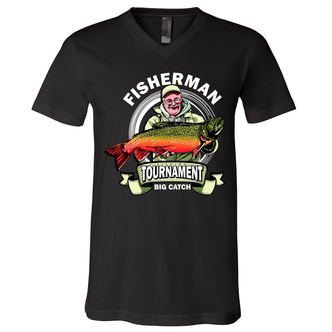 Fisherman Big Catch Tournament V-Neck T-Shirt