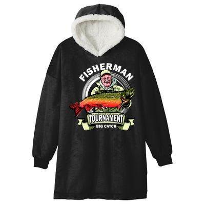 Fisherman Big Catch Tournament Hooded Wearable Blanket