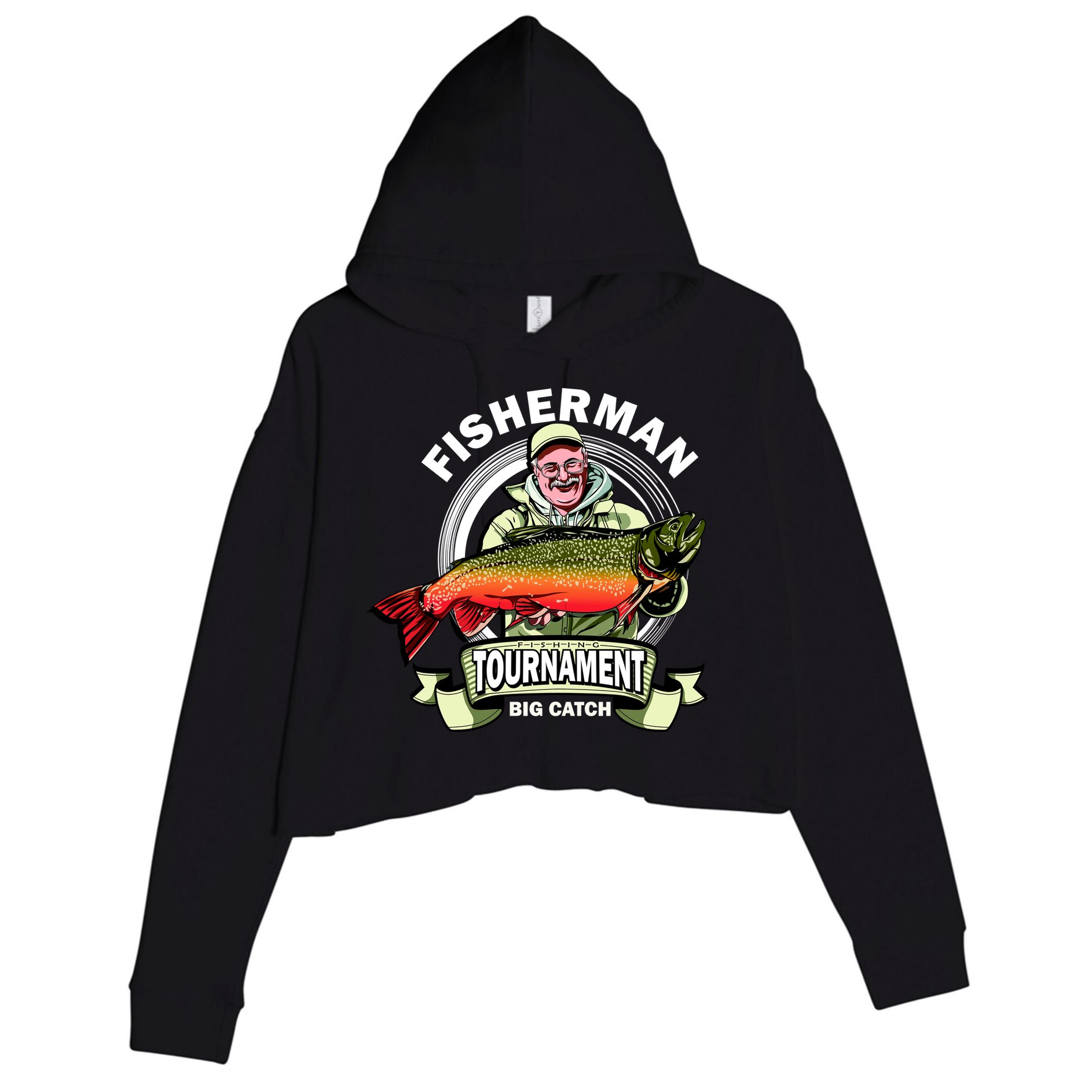 Fisherman Big Catch Tournament Crop Fleece Hoodie