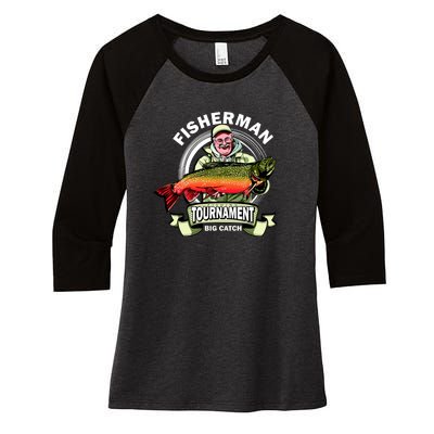 Fisherman Big Catch Tournament Women's Tri-Blend 3/4-Sleeve Raglan Shirt