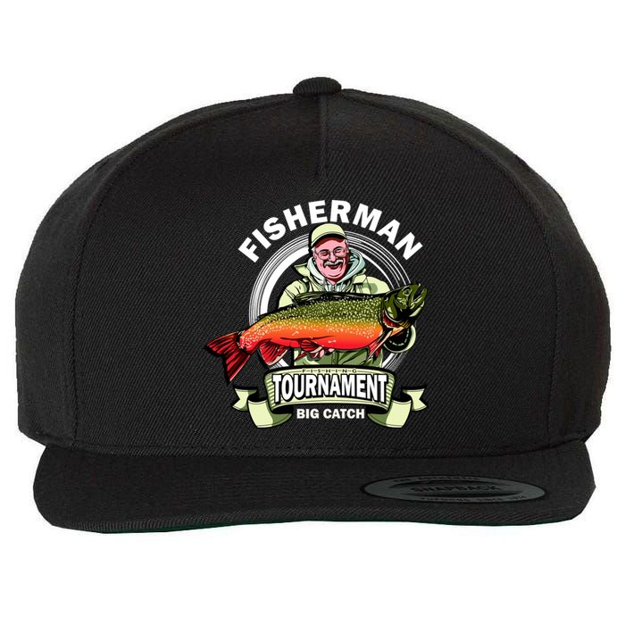 Fisherman Big Catch Tournament Wool Snapback Cap