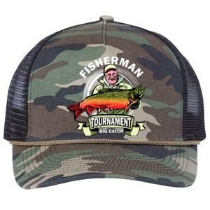 Fisherman Big Catch Tournament Retro Rope Trucker Hat Cap