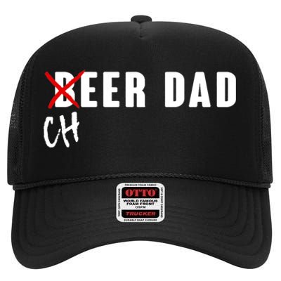 Funny Beer Cheer Dad High Crown Mesh Back Trucker Hat