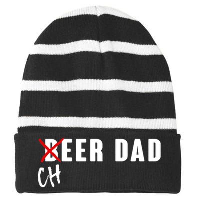 Funny Beer Cheer Dad Striped Beanie with Solid Band