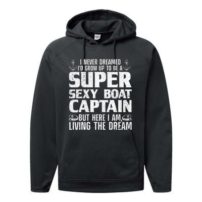 Funny Boat Captain Design For Men Women Boating Boat Captain Performance Fleece Hoodie