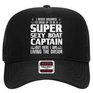 Funny Boat Captain Design For Men Women Boating Boat Captain High Crown Mesh Back Trucker Hat