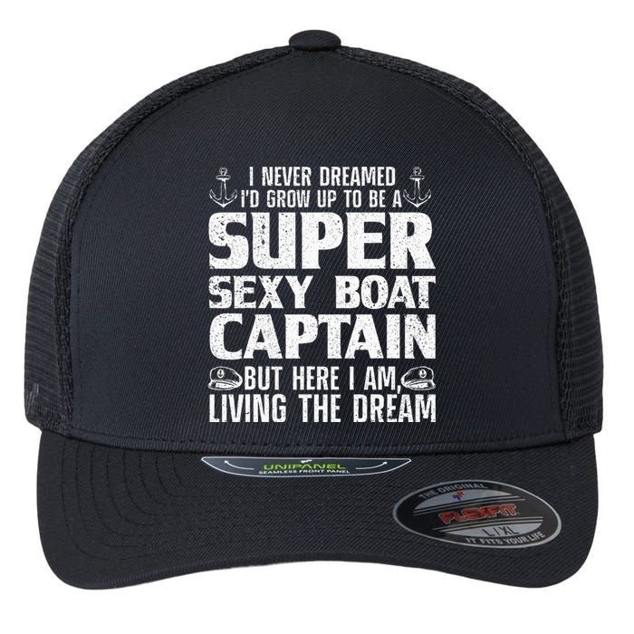 Funny Boat Captain Design For Men Women Boating Boat Captain Flexfit Unipanel Trucker Cap