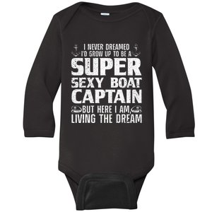 Funny Boat Captain Design For Men Women Boating Boat Captain Baby Long Sleeve Bodysuit