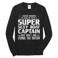 Funny Boat Captain Design For Men Women Boating Boat Captain Tall Long Sleeve T-Shirt