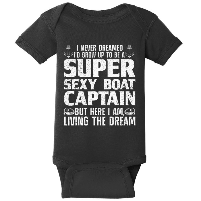 Funny Boat Captain Design For Men Women Boating Boat Captain Baby Bodysuit