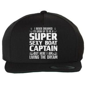 Funny Boat Captain Design For Men Women Boating Boat Captain Wool Snapback Cap