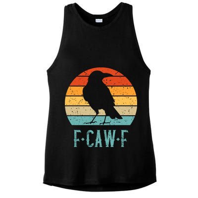 F-Caw-F Black Crow Black Bird Retro Sunset Vintage F-Caw-F  Ladies PosiCharge Tri-Blend Wicking Tank