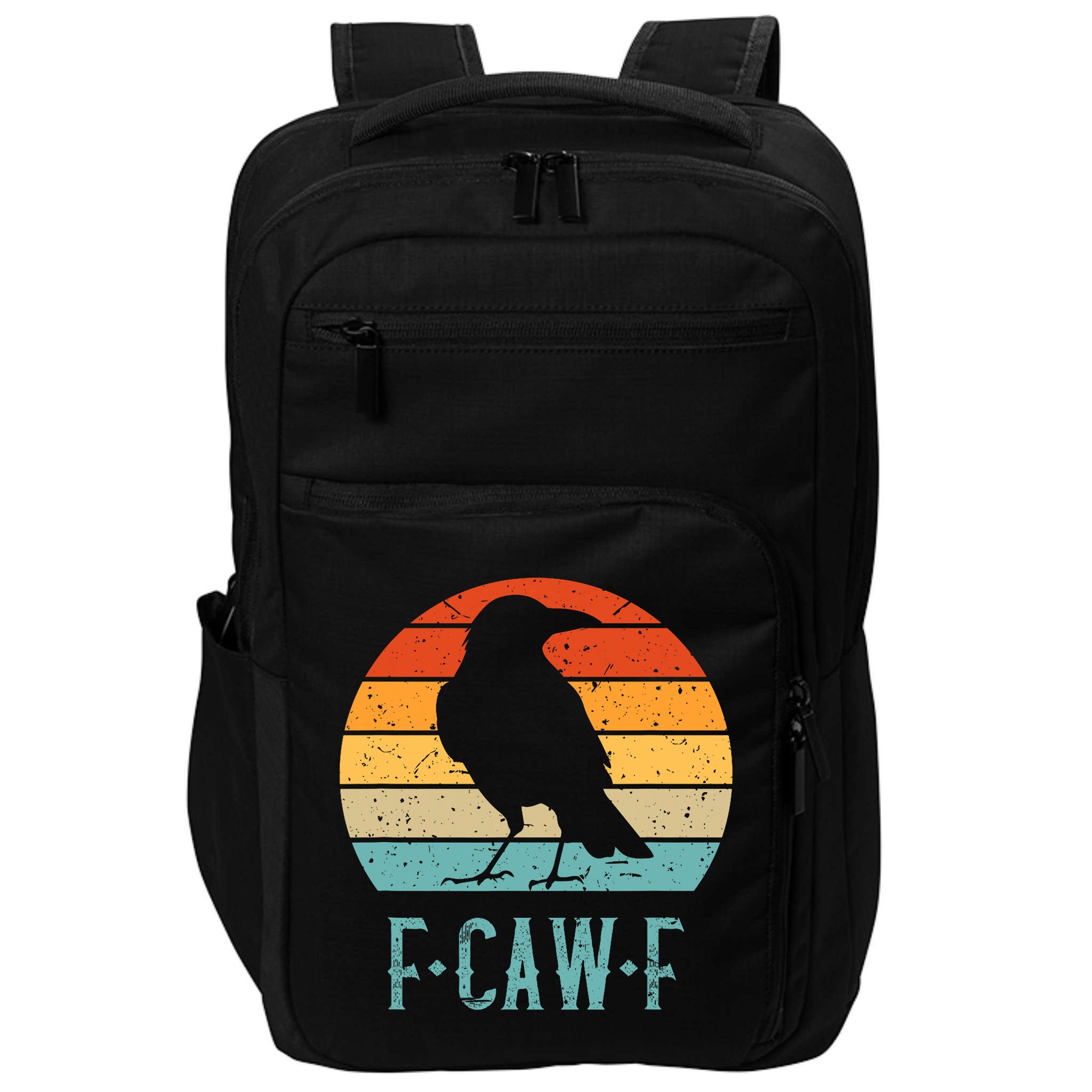 F-Caw-F Black Crow Black Bird Retro Sunset Vintage F-Caw-F  Impact Tech Backpack