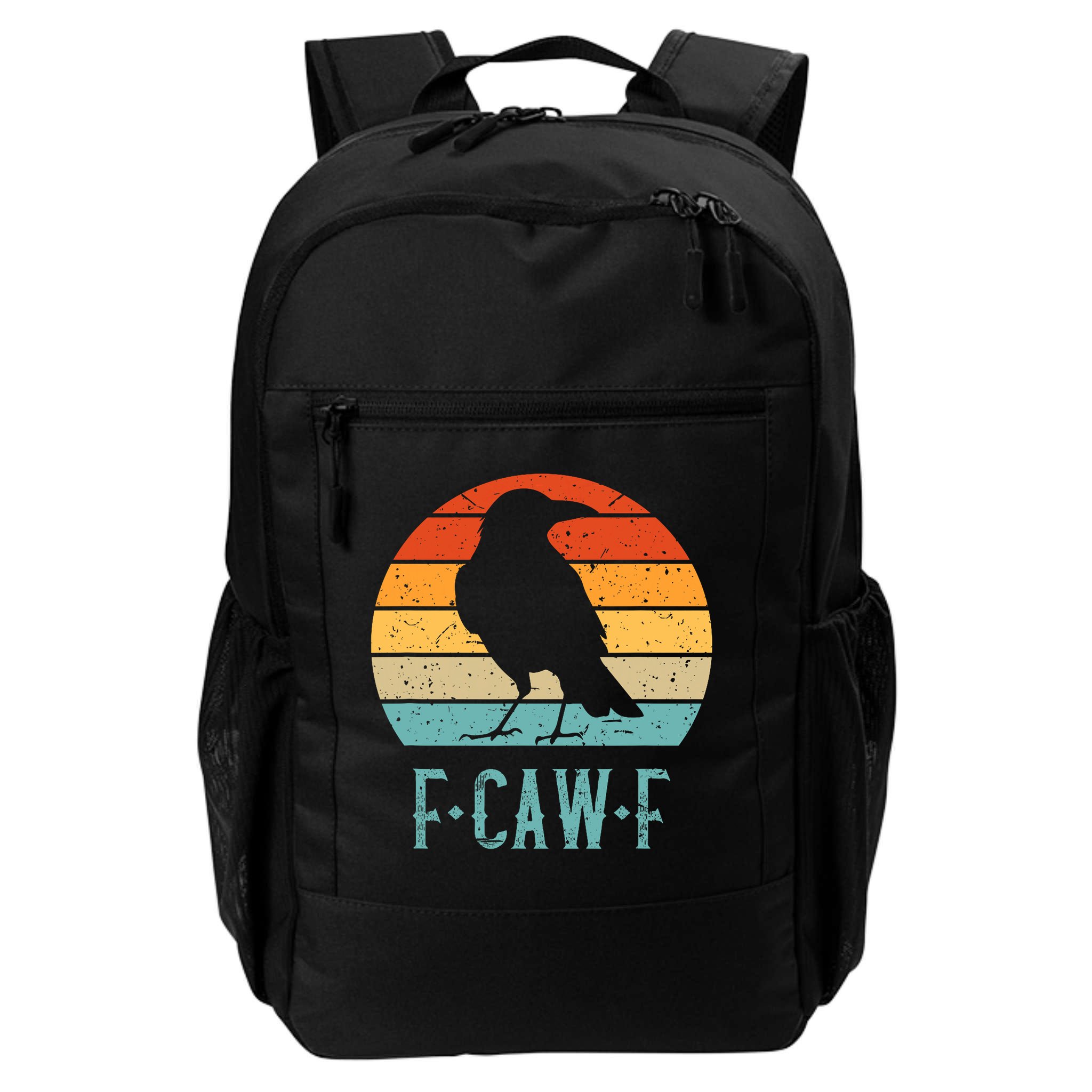 F-Caw-F Black Crow Black Bird Retro Sunset Vintage F-Caw-F  Backpack