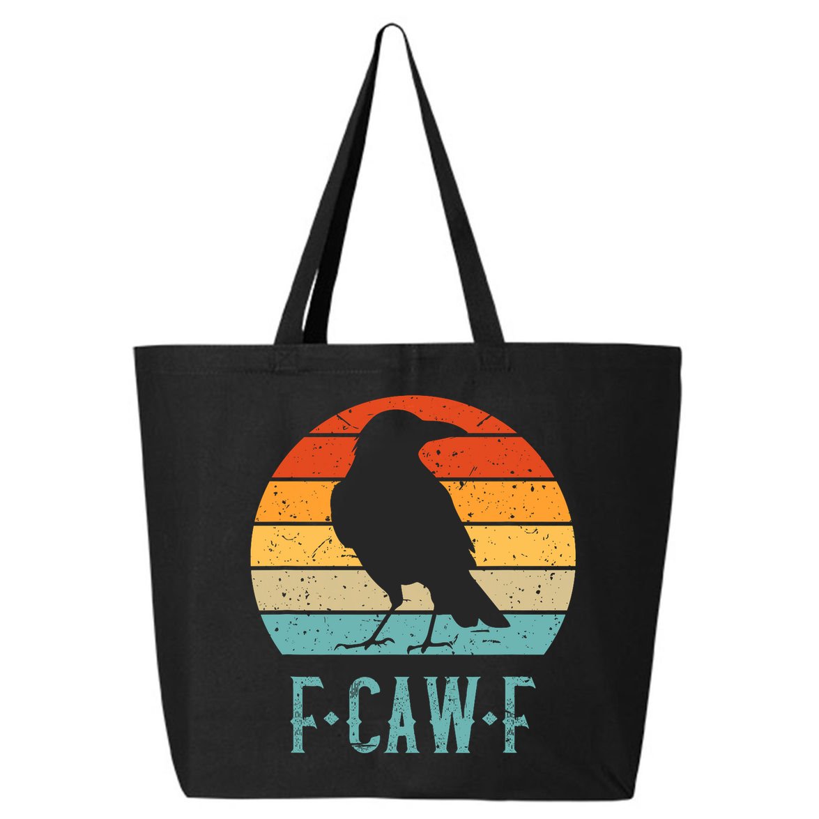 F-Caw-F Black Crow Black Bird Retro Sunset Vintage F-Caw-F  25L Jumbo Tote