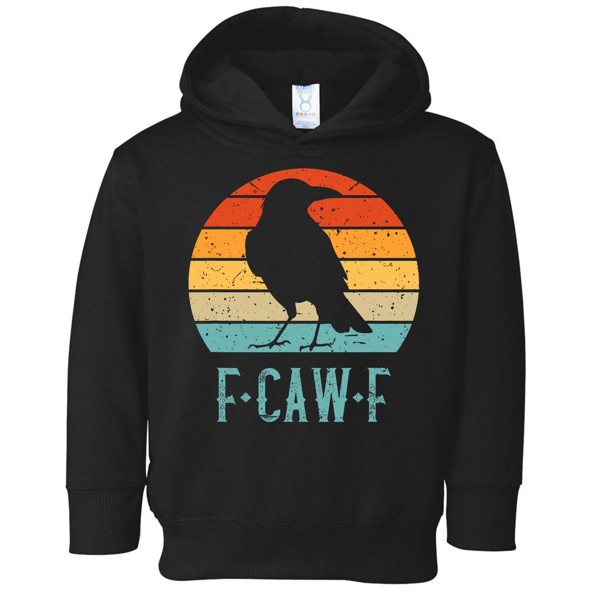 F-Caw-F Black Crow Black Bird Retro Sunset Vintage F-Caw-F  Toddler Hoodie