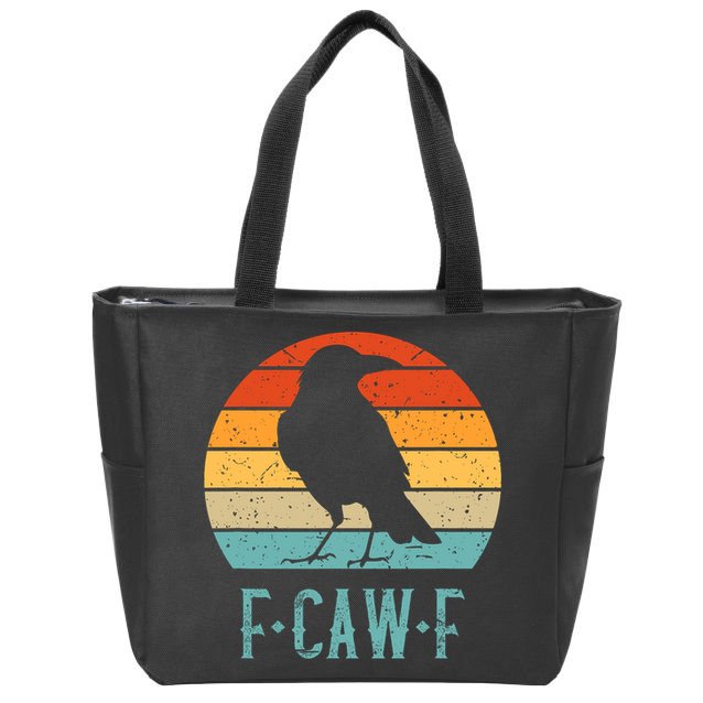 F-Caw-F Black Crow Black Bird Retro Sunset Vintage F-Caw-F  Zip Tote Bag