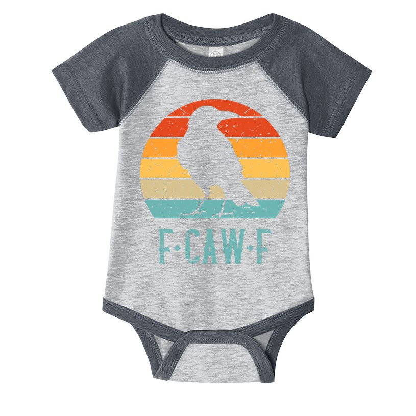 F-Caw-F Black Crow Black Bird Retro Sunset Vintage F-Caw-F  Infant Baby Jersey Bodysuit
