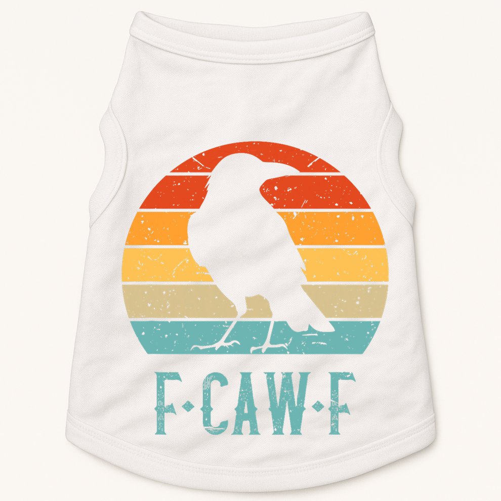 F-Caw-F Black Crow Black Bird Retro Sunset Vintage F-Caw-F  Doggie Tank