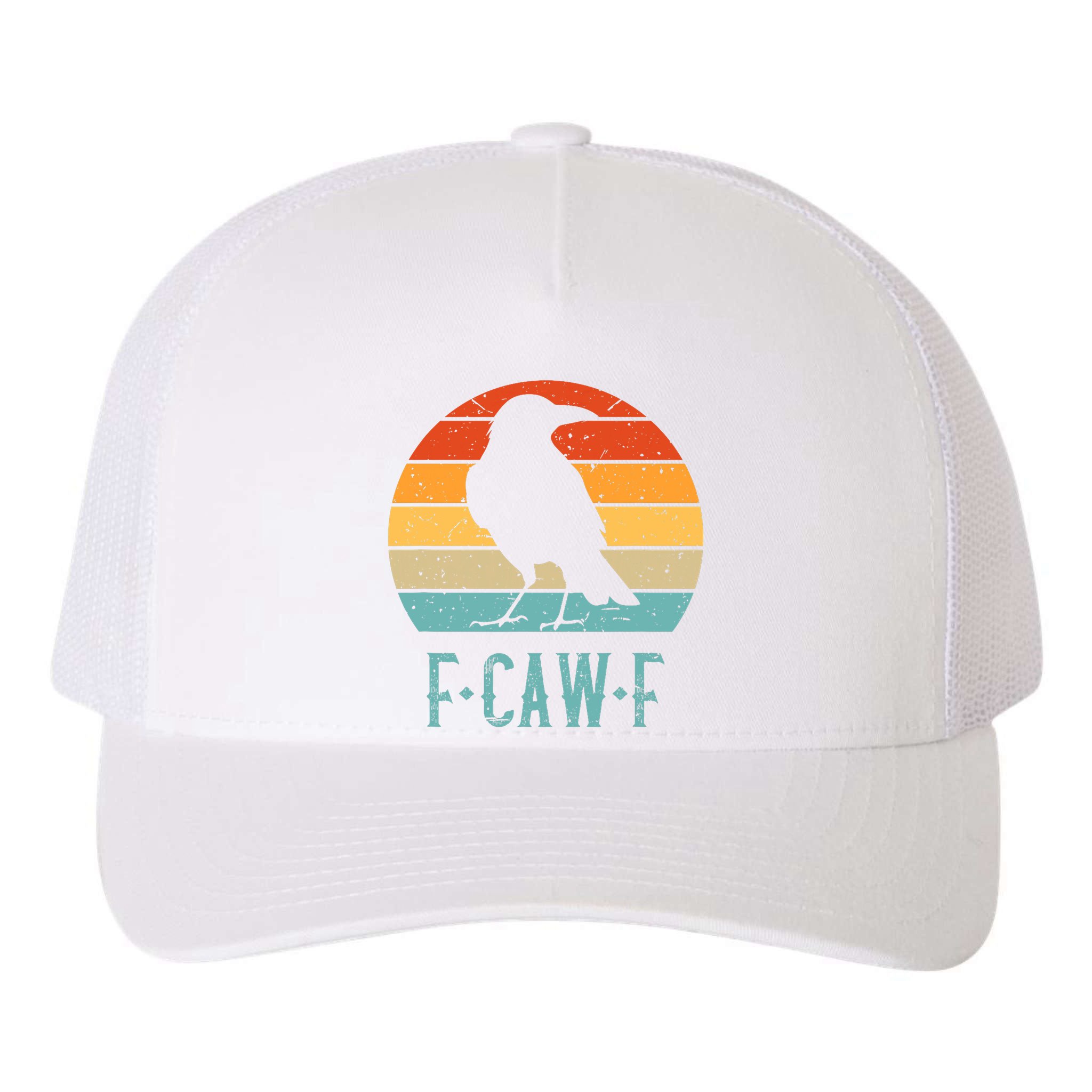 F-Caw-F Black Crow Black Bird Retro Sunset Vintage F-Caw-F  Yupoong Adult 5-Panel Trucker Hat