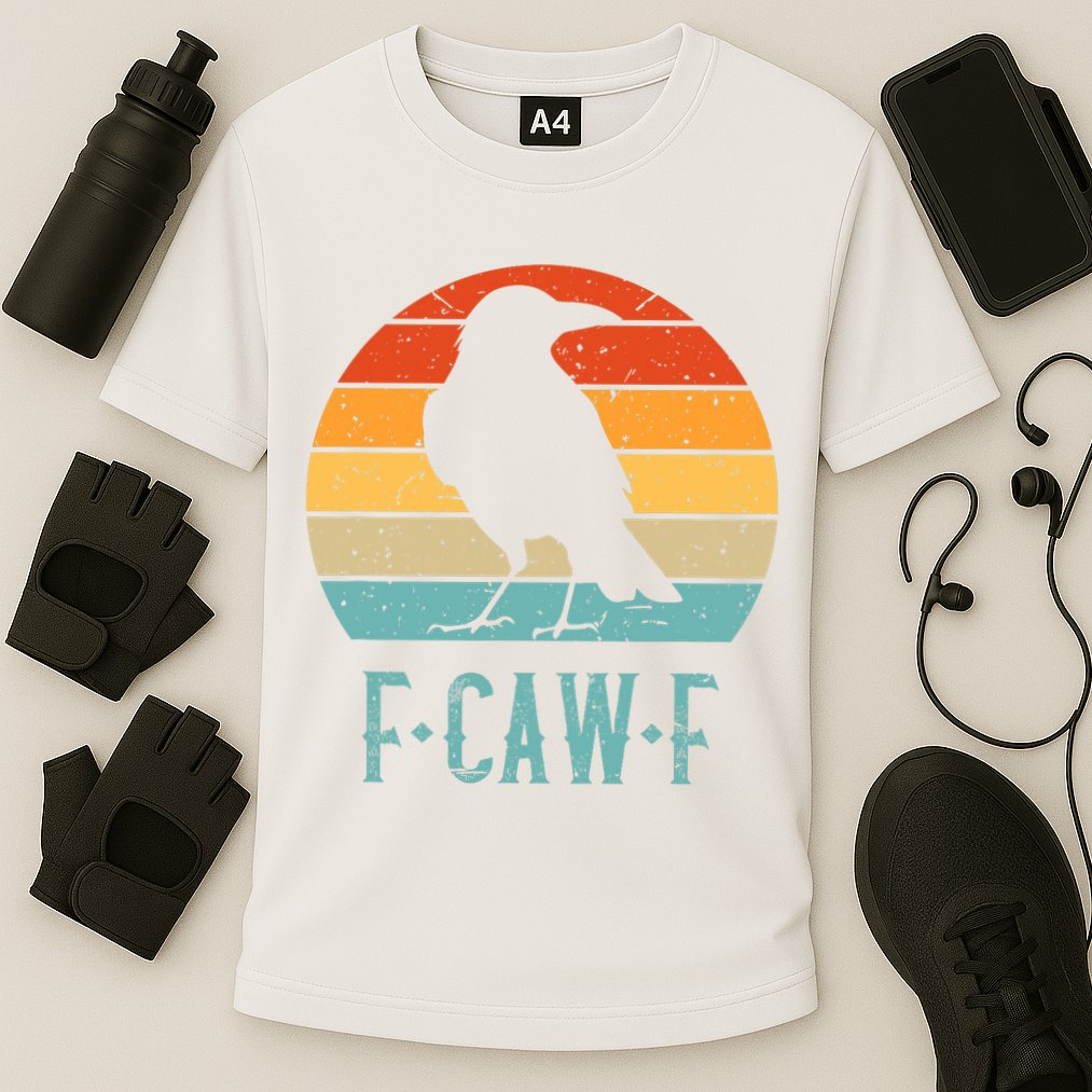 F-Caw-F Black Crow Black Bird Retro Sunset Vintage F-Caw-F  Performance Shirt