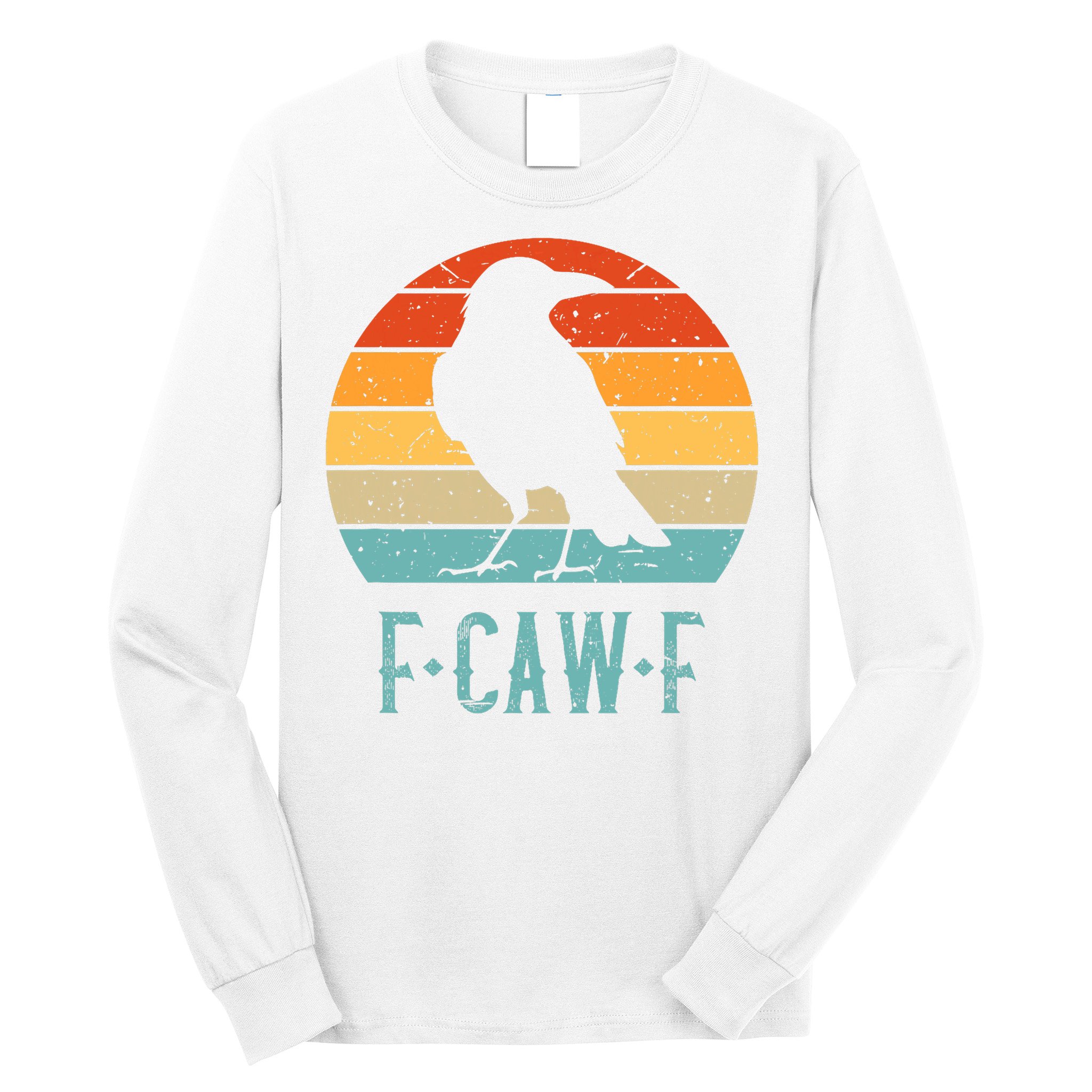 F-Caw-F Black Crow Black Bird Retro Sunset Vintage F-Caw-F  Long Sleeve Shirt