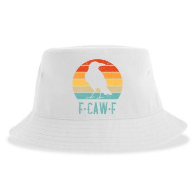 F-Caw-F Black Crow Black Bird Retro Sunset Vintage F-Caw-F  Sustainable Bucket Hat