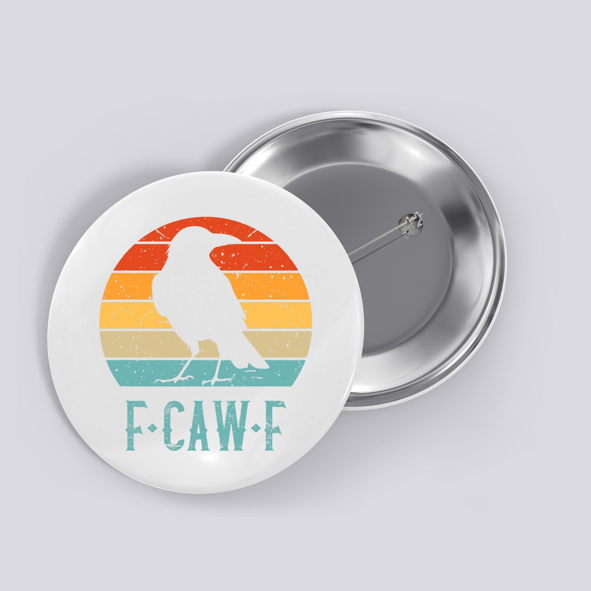 F-Caw-F Black Crow Black Bird Retro Sunset Vintage F-Caw-F  Button