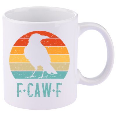 F-Caw-F Black Crow Black Bird Retro Sunset Vintage F-Caw-F  11oz C Handle Ceramic Mug