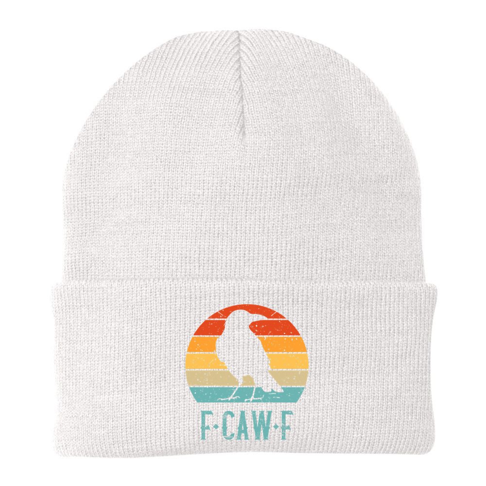 F-Caw-F Black Crow Black Bird Retro Sunset Vintage F-Caw-F  Beanie