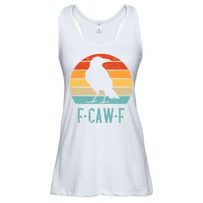 F-Caw-F Black Crow Black Bird Retro Sunset Vintage F-Caw-F  Ladies Essential Flowy Tank