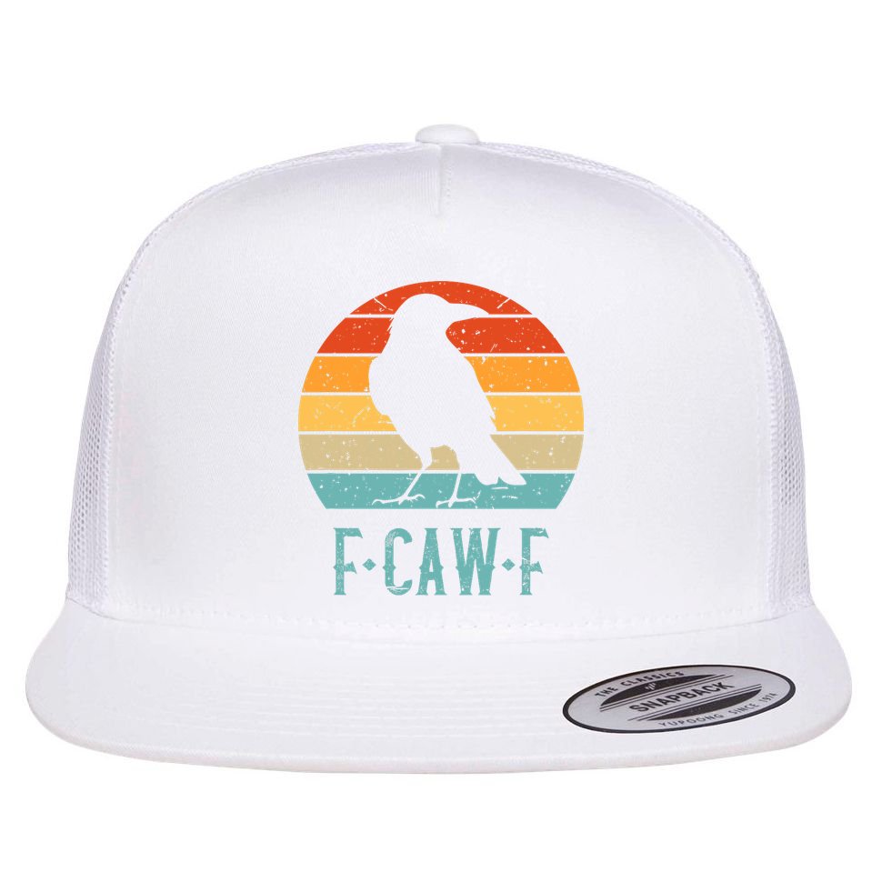 F-Caw-F Black Crow Black Bird Retro Sunset Vintage F-Caw-F  Flat Bill Trucker Hat