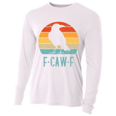 F-Caw-F Black Crow Black Bird Retro Sunset Vintage F-Caw-F  Cooling Performance Long Sleeve Crew