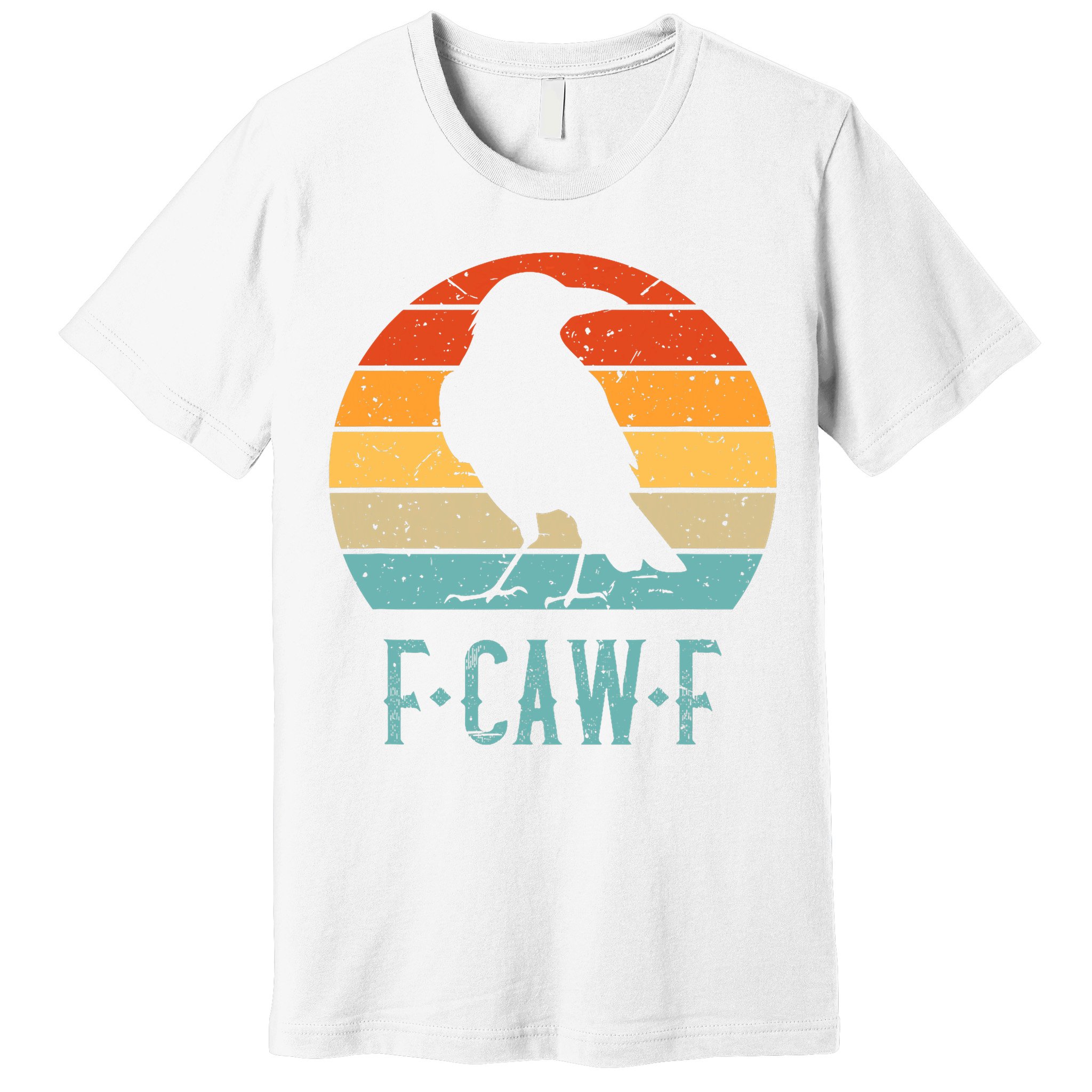 F-Caw-F Black Crow Black Bird Retro Sunset Vintage F-Caw-F  Premium T-Shirt