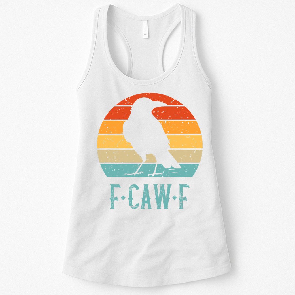 F-Caw-F Black Crow Black Bird Retro Sunset Vintage F-Caw-F  Womens Tank Top