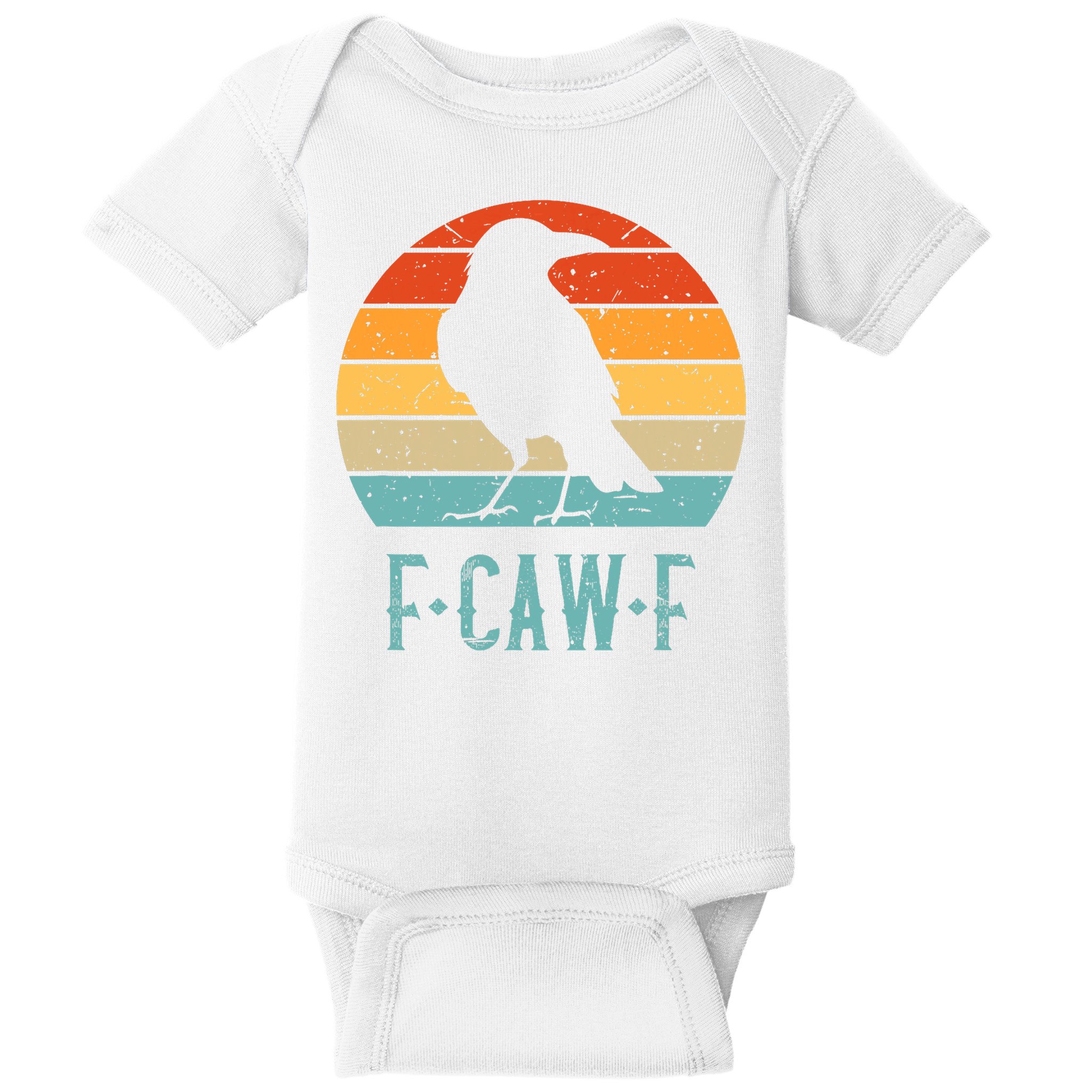 F-Caw-F Black Crow Black Bird Retro Sunset Vintage F-Caw-F  Baby Bodysuit