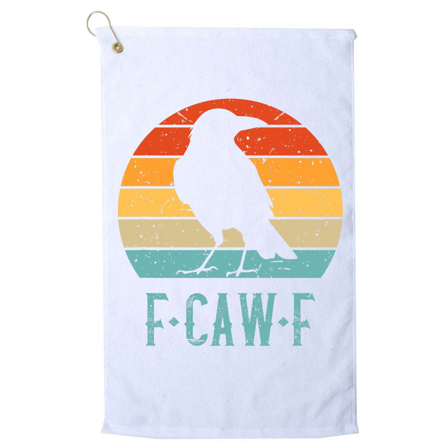 F-Caw-F Black Crow Black Bird Retro Sunset Vintage F-Caw-F  Golf Towel