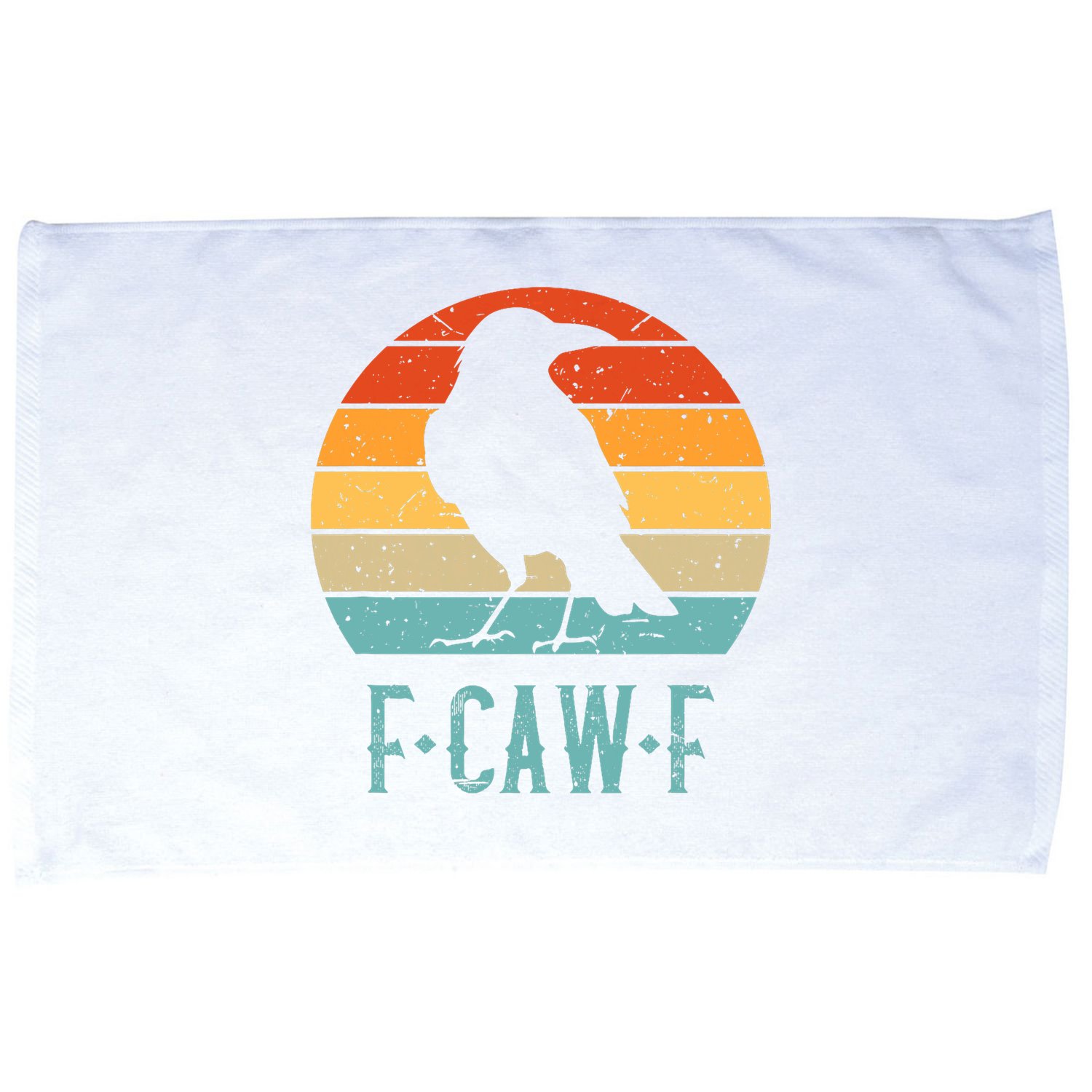 F-Caw-F Black Crow Black Bird Retro Sunset Vintage F-Caw-F  Microfiber Hand Towel