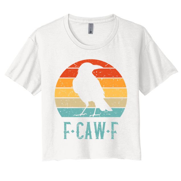 F-Caw-F Black Crow Black Bird Retro Sunset Vintage F-Caw-F  Crop Top