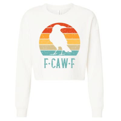 F-Caw-F Black Crow Black Bird Retro Sunset Vintage F-Caw-F  Cropped Pullover Crew