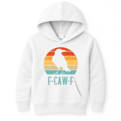 F-Caw-F Black Crow Black Bird Retro Sunset Vintage F-Caw-F  Kids Hoodie