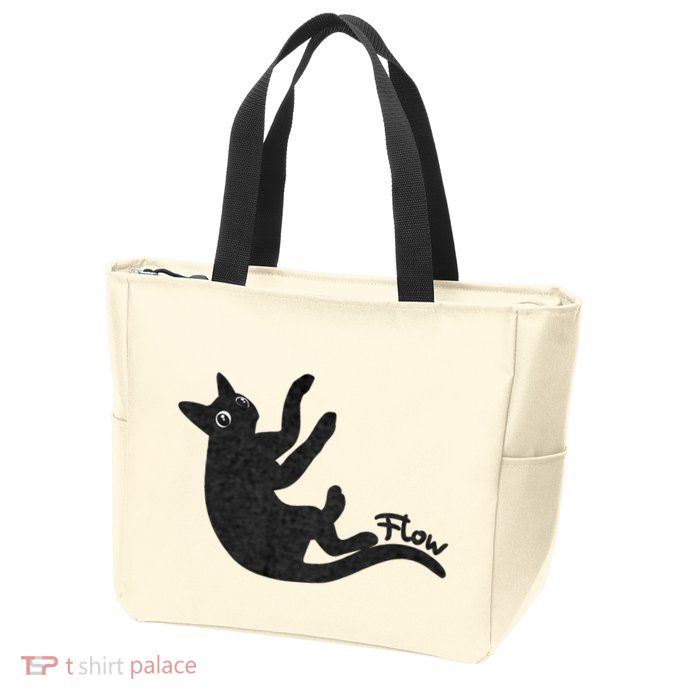 Flow Black Cat Zip Tote Bag