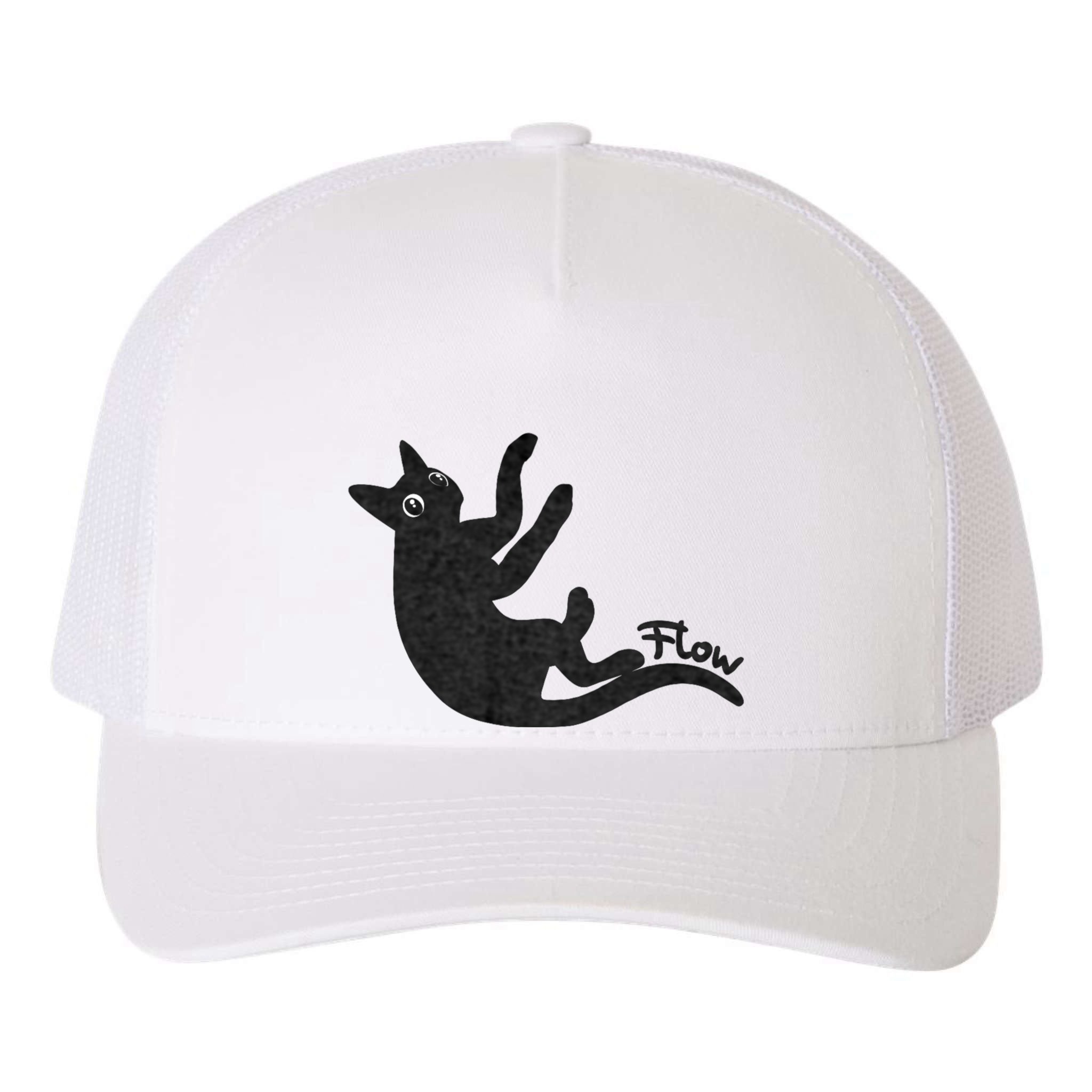 Flow Black Cat Yupoong Adult 5-Panel Trucker Hat