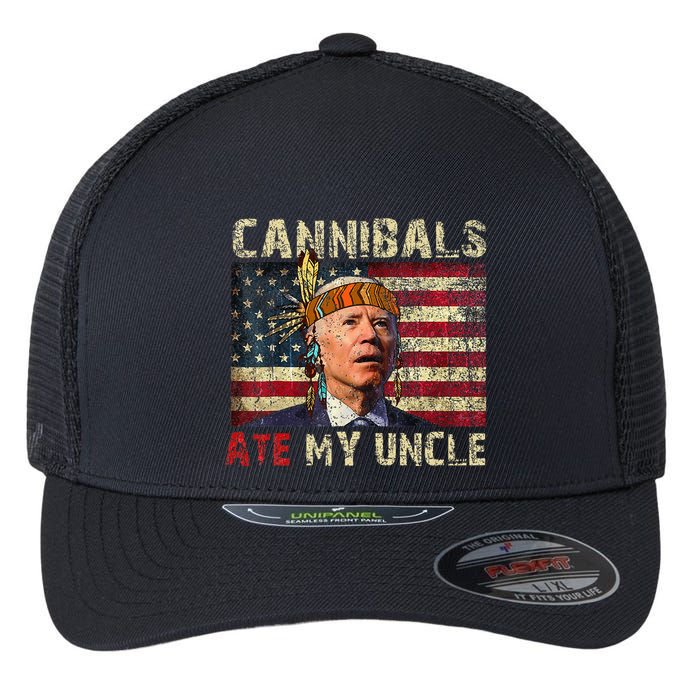 Funny Biden Cannibals Ate My Uncle Flexfit Unipanel Trucker Cap