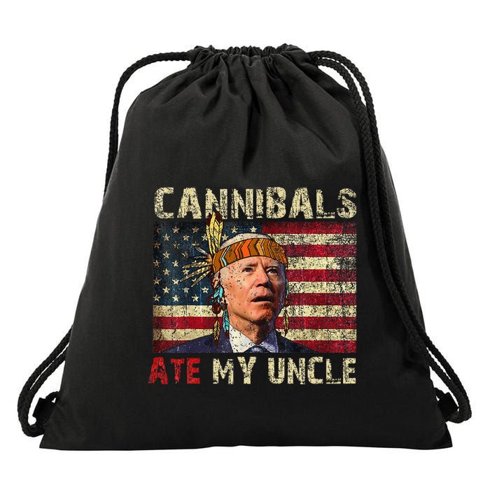 Funny Biden Cannibals Ate My Uncle Drawstring Bag