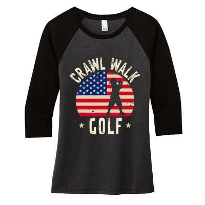  Feeling Buddy Crawl Walk Golf Club Team Women's Tri-Blend 3/4-Sleeve Raglan Shirt