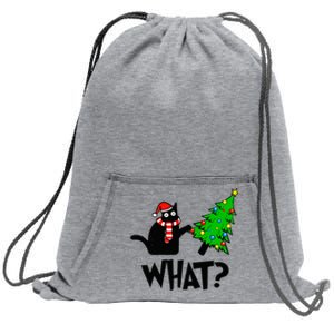 Funny Black Cat Gift Pushing Christmas Tree Over Cat What  Sweatshirt Cinch Pack Bag